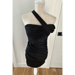 Zio One Shoulder Little Black Mini Dress - S